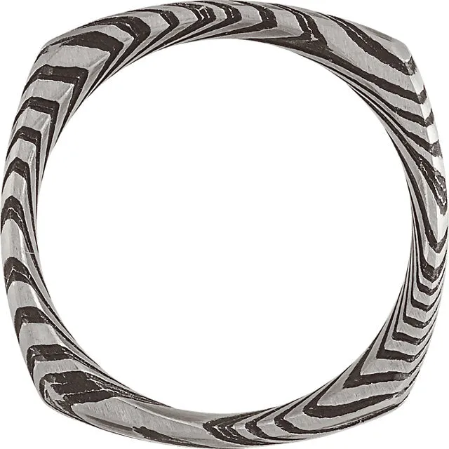 Damascus Steel 8 mm Patterned Square Band