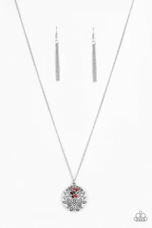 Desert Abundance Red and Silver Necklace - Paparazzi Accessories