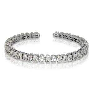 DOME 17 Carat Oval Cut Inline Diamond Tennis Bracelet in 18K White Gold By Mike Nekta NYC