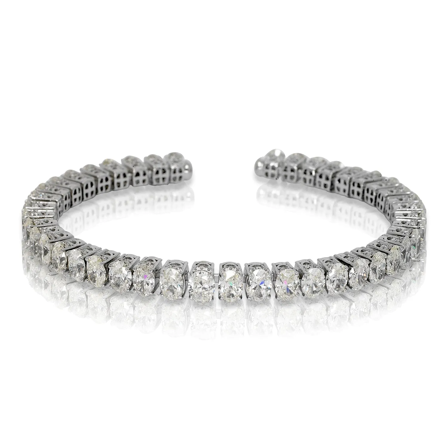 DOME 17 Carat Oval Cut Inline Diamond Tennis Bracelet in 18K White Gold By Mike Nekta NYC