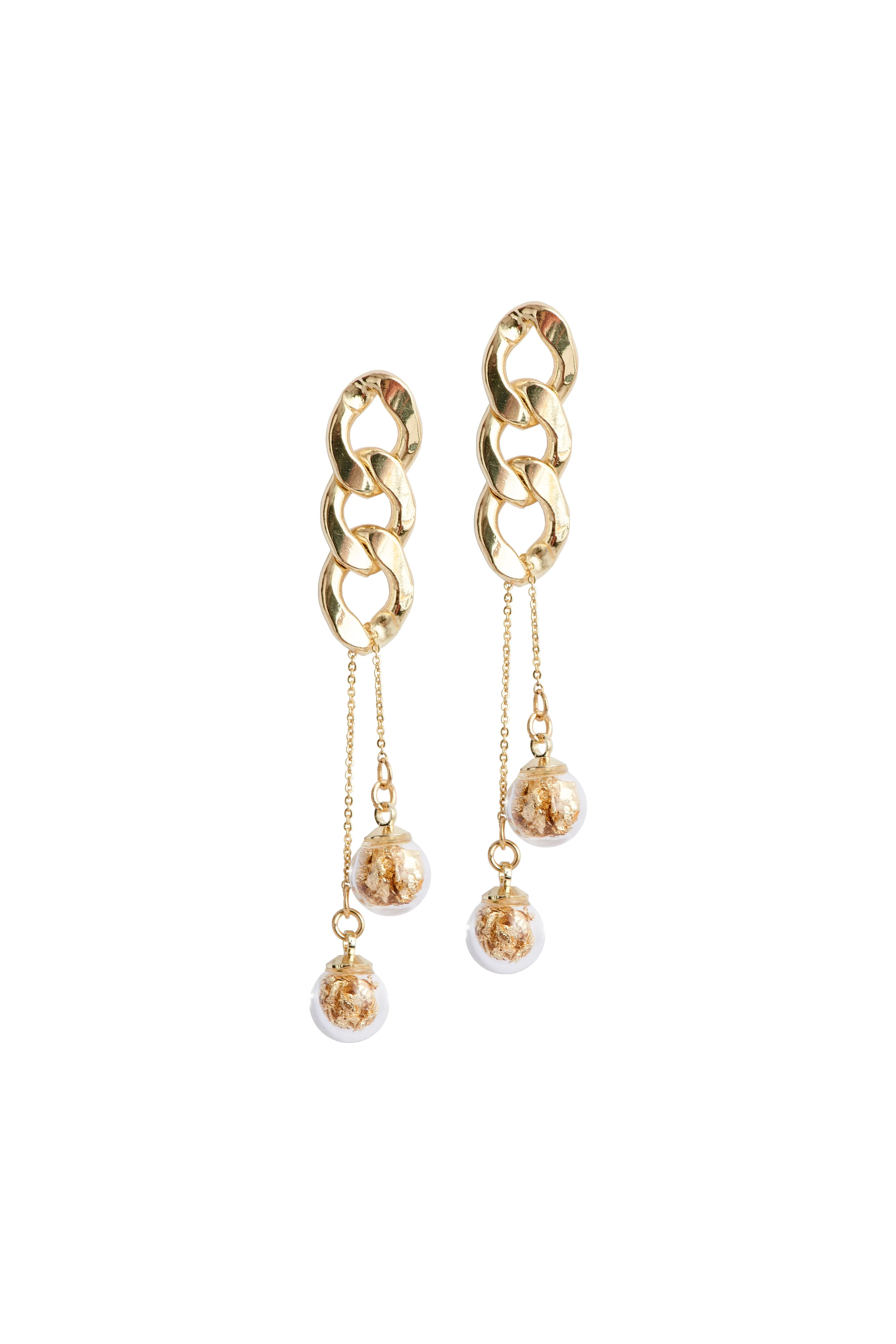 Double Sphere Chain Earrings