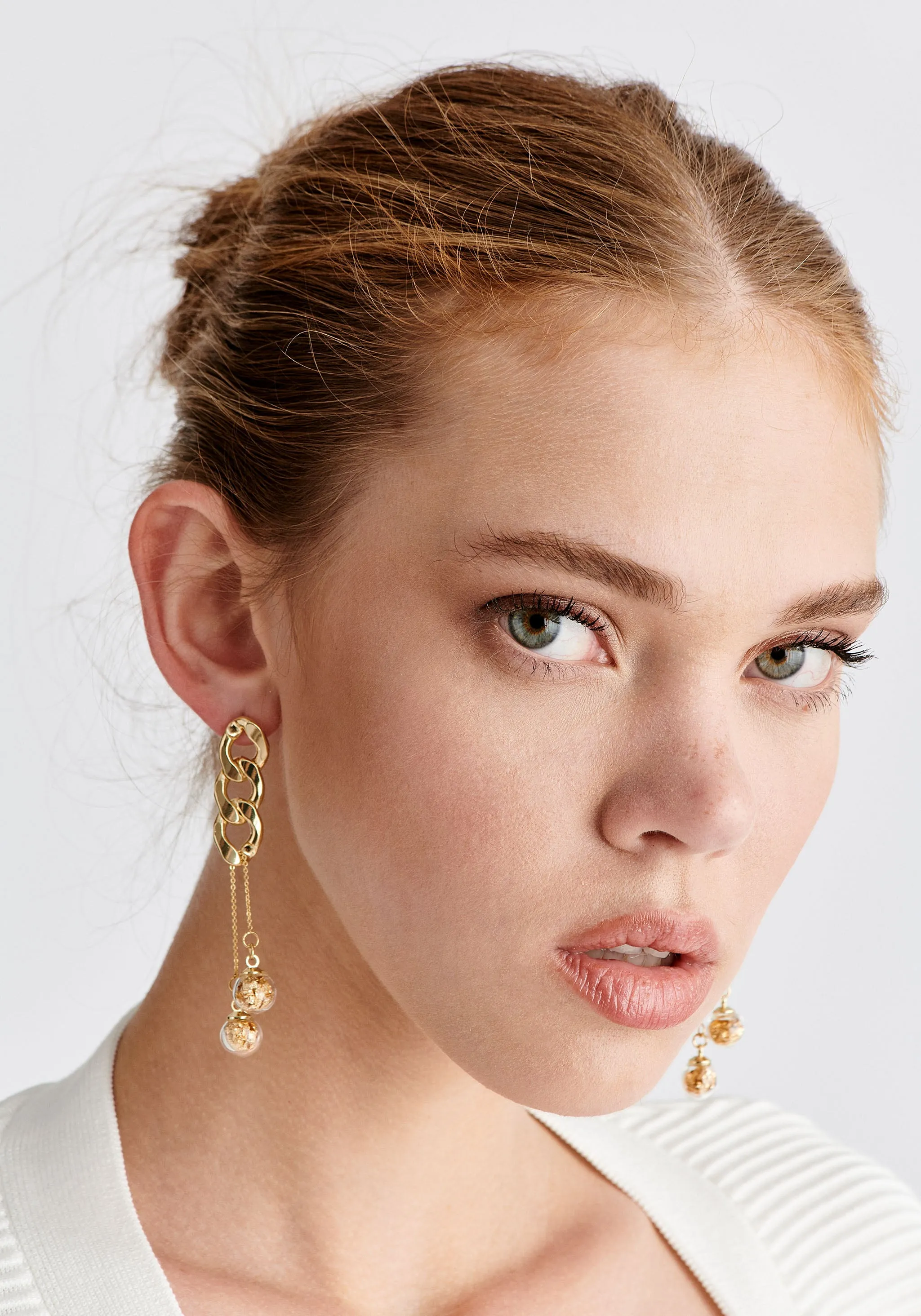 Double Sphere Chain Earrings