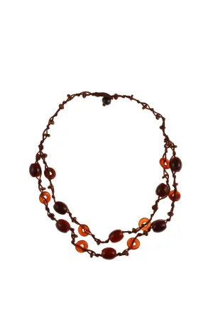 Double Stand Red & Brown Beads