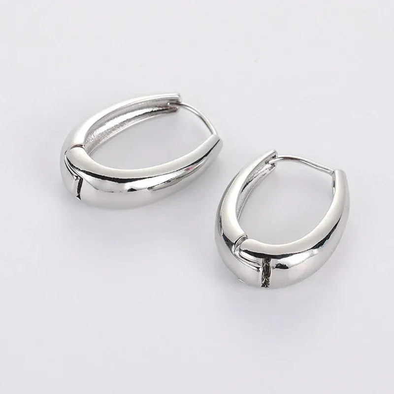 Elegant Korean Metal Hoop Earrings: Stylish Jewelry for Women - Elevate Your Look