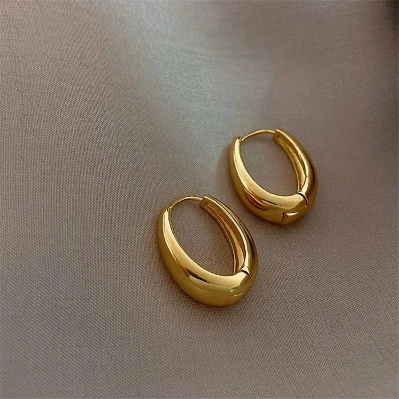 Elegant Korean Metal Hoop Earrings: Stylish Jewelry for Women - Elevate Your Look