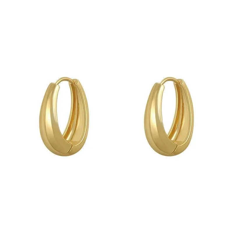 Elegant Korean Metal Hoop Earrings: Stylish Jewelry for Women - Elevate Your Look