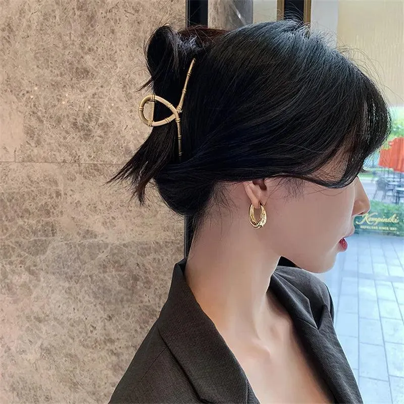 Elegant Korean Metal Hoop Earrings: Stylish Jewelry for Women - Elevate Your Look