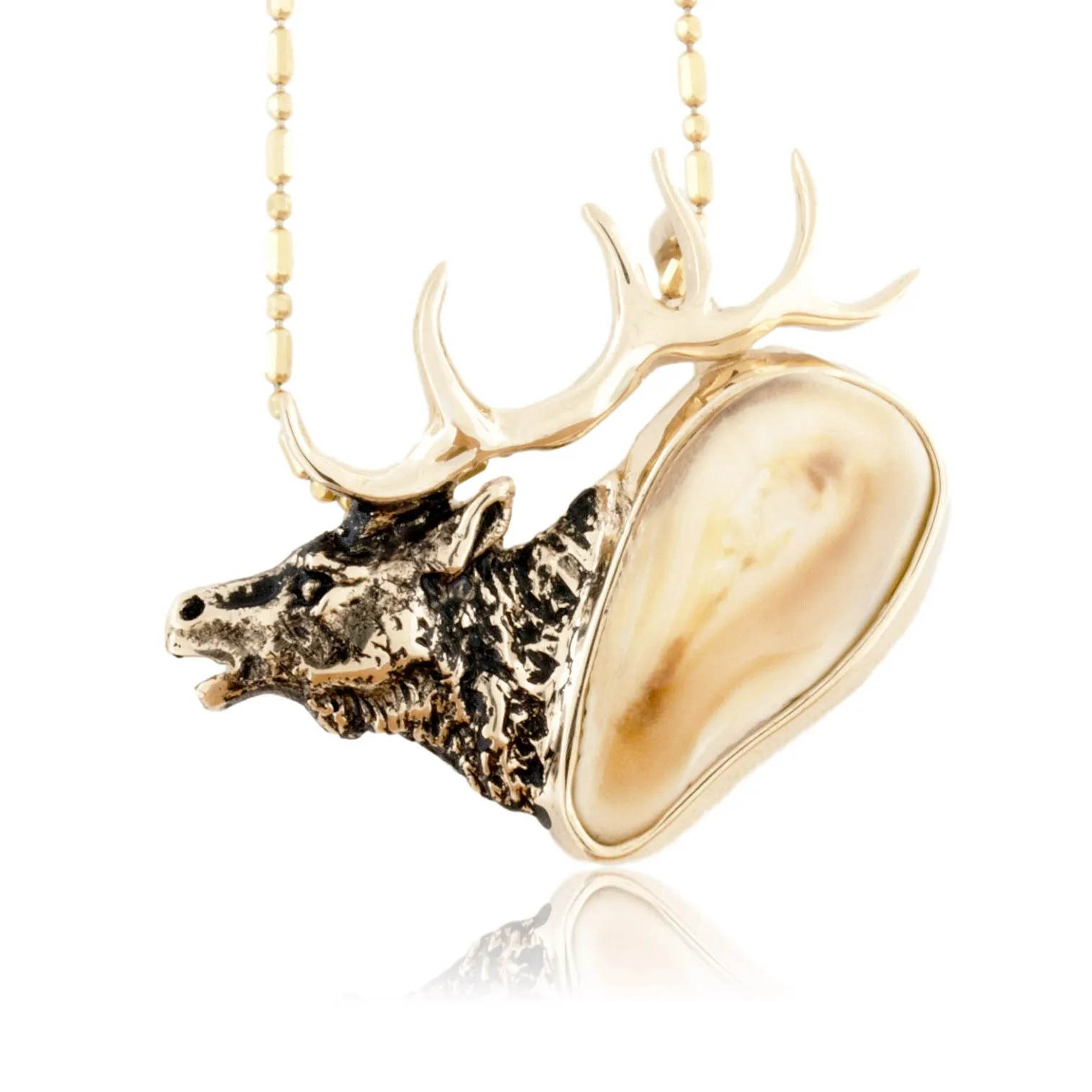 Elk Head Ivory Tooth Pendant