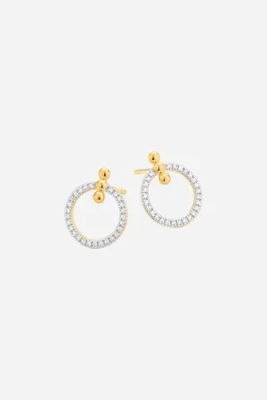 Ella Stein Three Pinned Globes Circle Stud Earrings in Gold