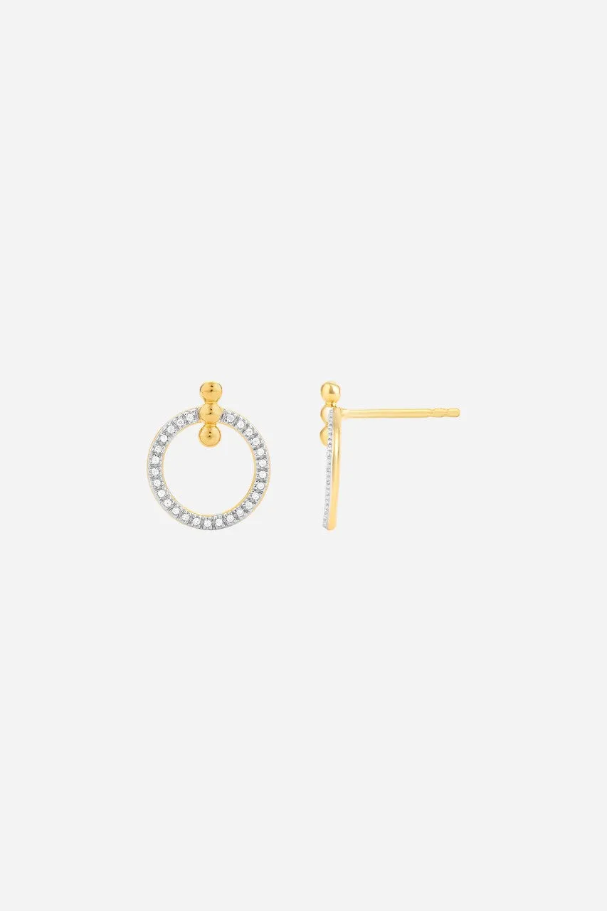 Ella Stein Three Pinned Globes Circle Stud Earrings in Gold