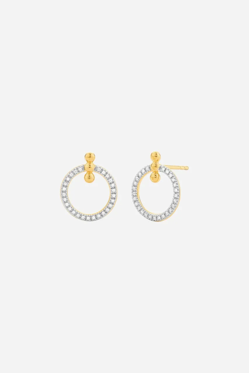 Ella Stein Three Pinned Globes Circle Stud Earrings in Gold