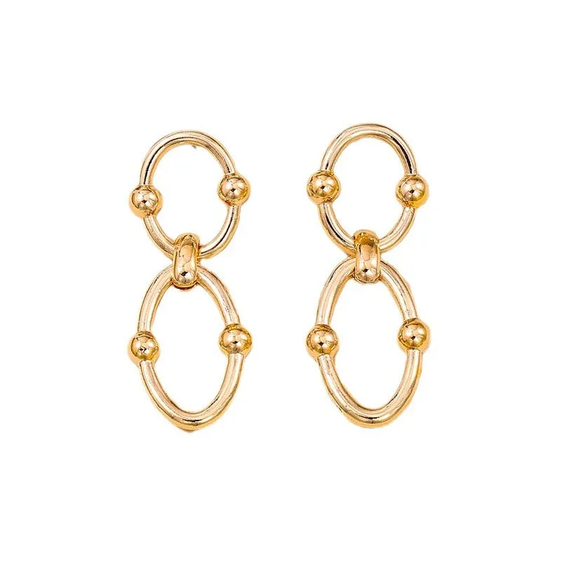 Exaggerated Geometric Fusion Earrings with Stylish Vienna Verve Details for Women