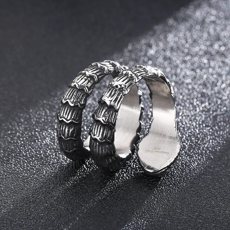 Exaggerated Stainless Steel Python Ring - Bold Retro Punk Style for Men