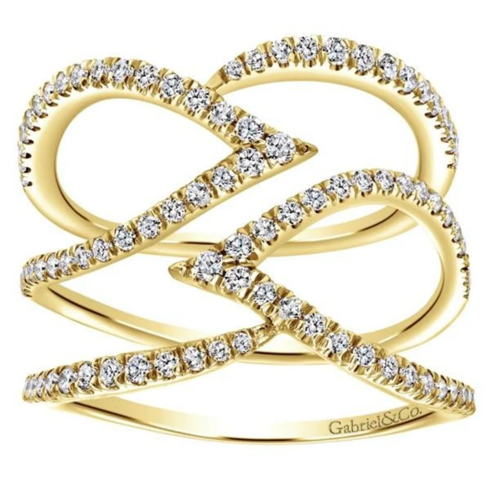 Gabriel & Co. Contemporary Wave Geometric Diamond Ring