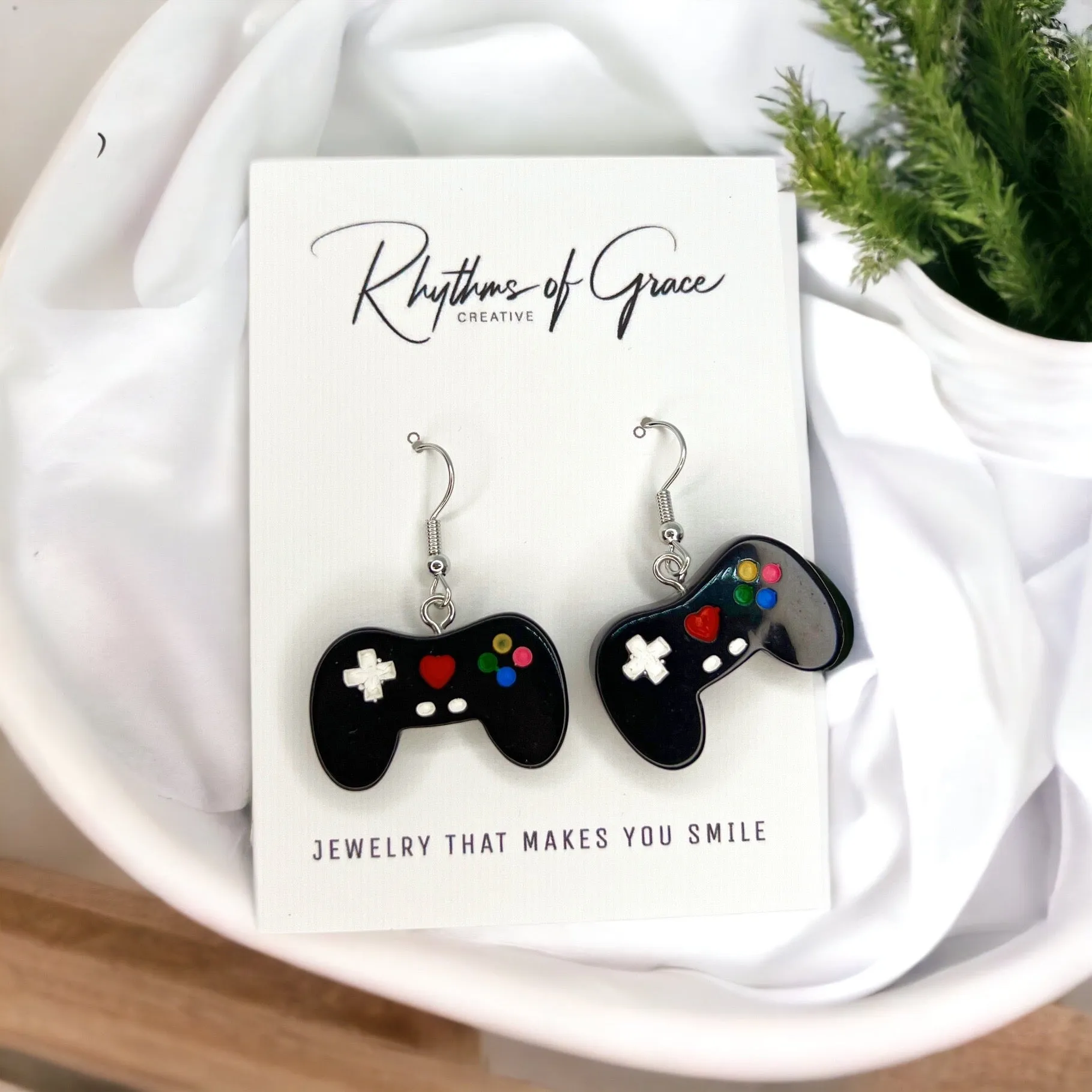 Game Controller Earrings - 90’s Retro, Gamer Earrings, Gaming Consoler, Cartoon Character, Controller Earrings, Handmade Earrings