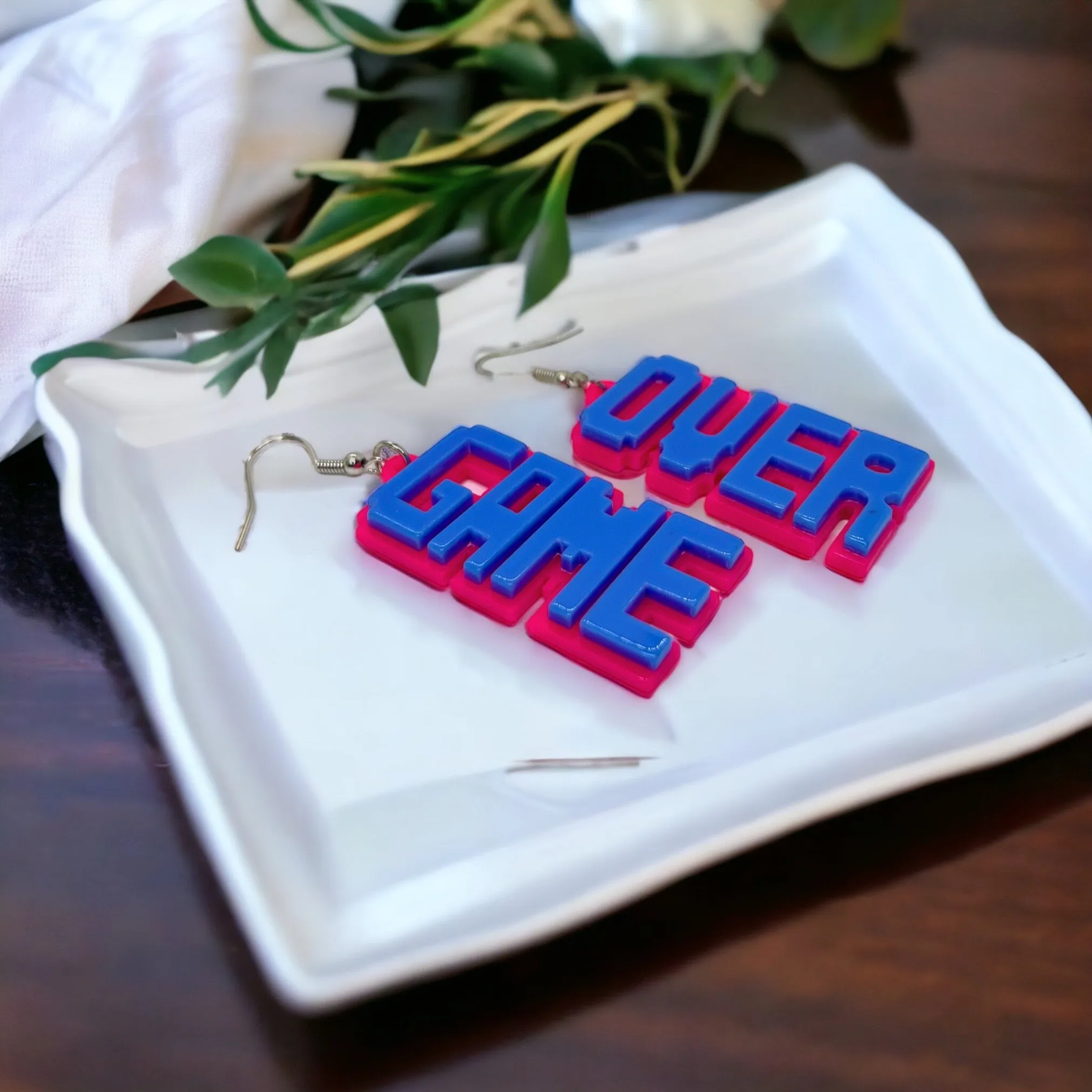 Game Over Earrings - 80’s Retro, Game Console, Game Over, Cartoon Character, Retro Video Game, Handmade Earrings