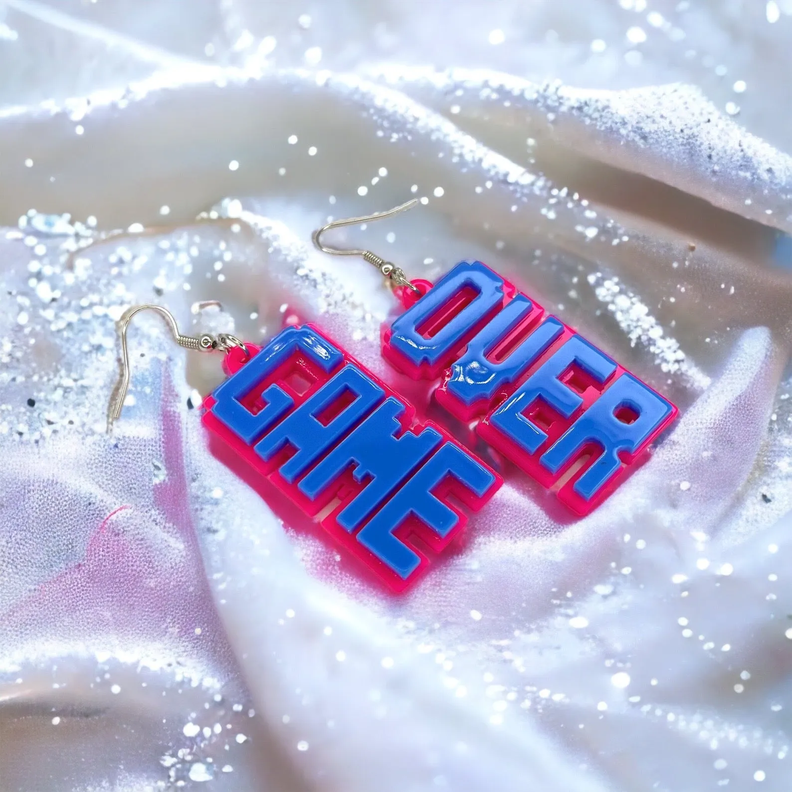 Game Over Earrings - 80’s Retro, Game Console, Game Over, Cartoon Character, Retro Video Game, Handmade Earrings