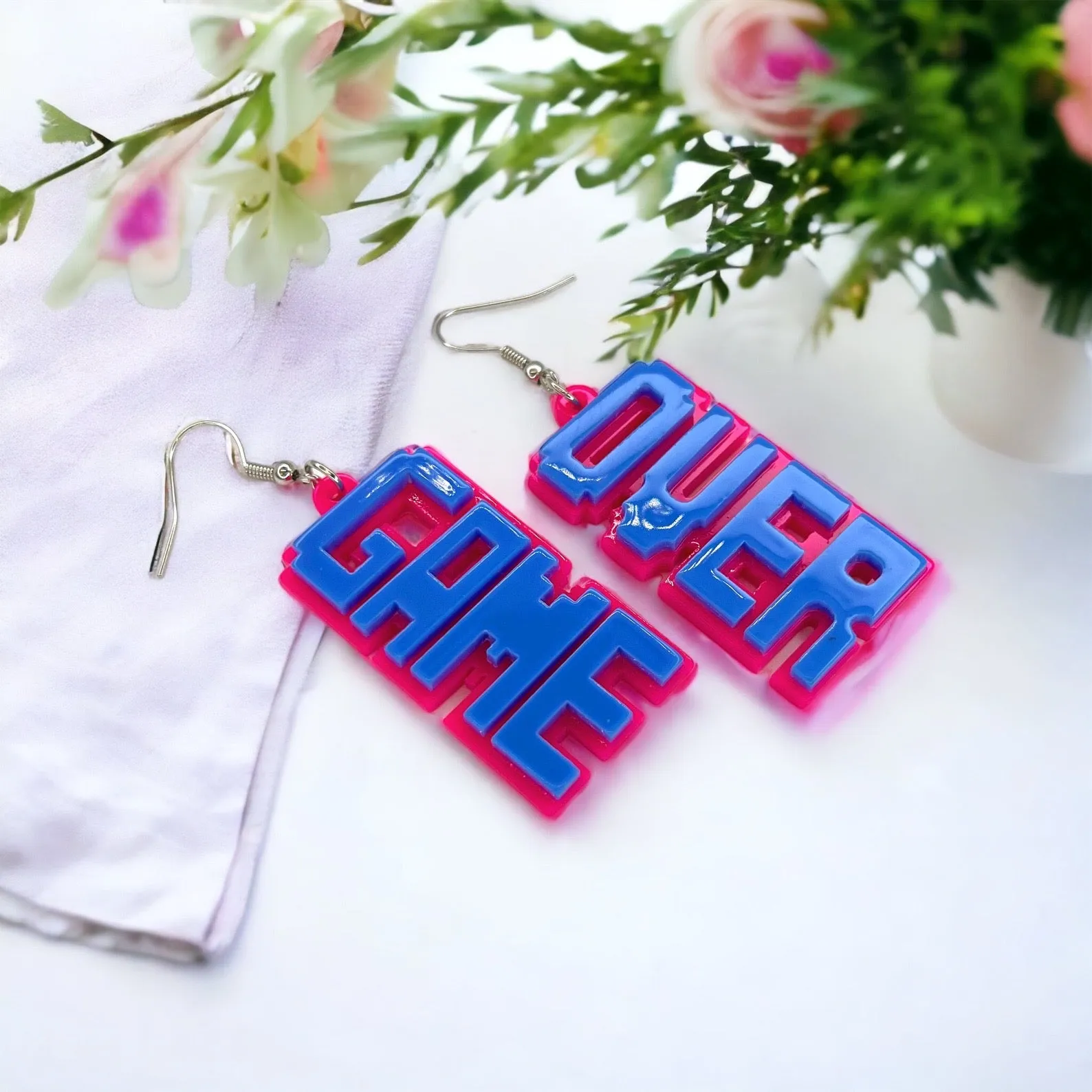 Game Over Earrings - 80’s Retro, Game Console, Game Over, Cartoon Character, Retro Video Game, Handmade Earrings