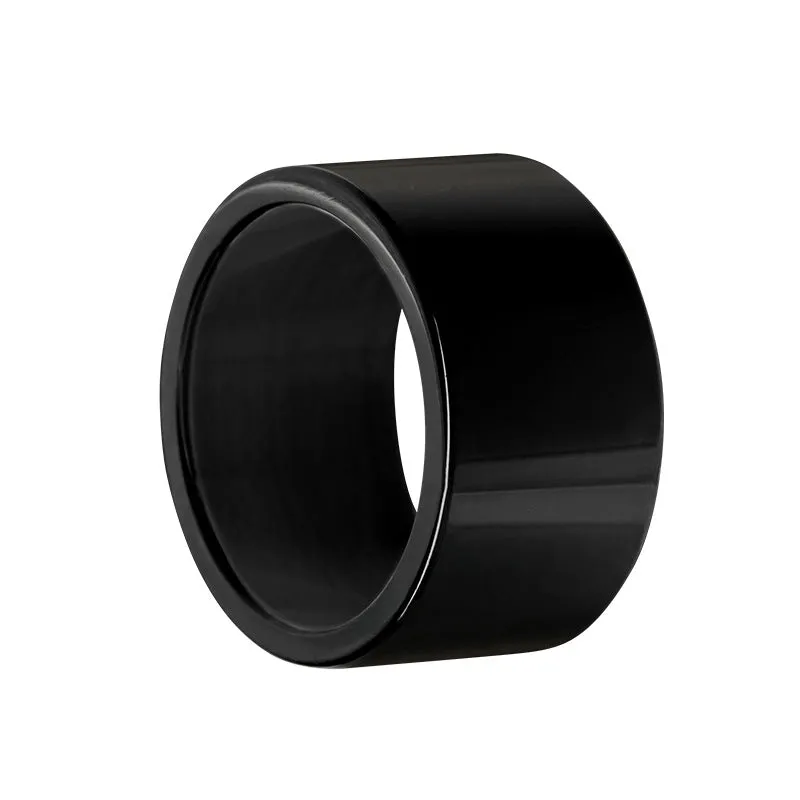 Glossy Titanium Steel Punk Tide Male Ring - Wide Band Hand Jewelry