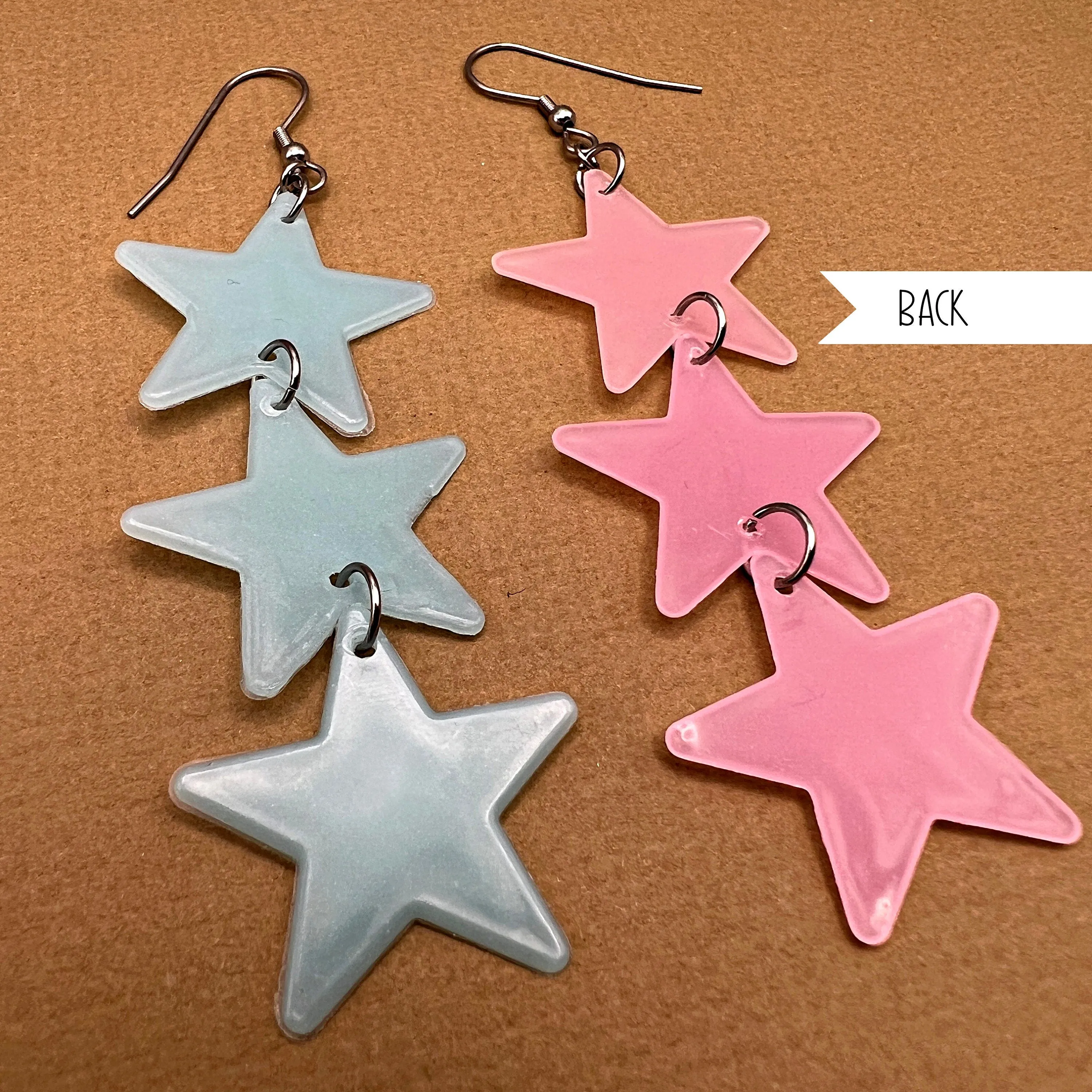 Glow in the Dark Stars, 90s Kid Retro Stainless Steel  Earrings, Hypoallergenic Gift