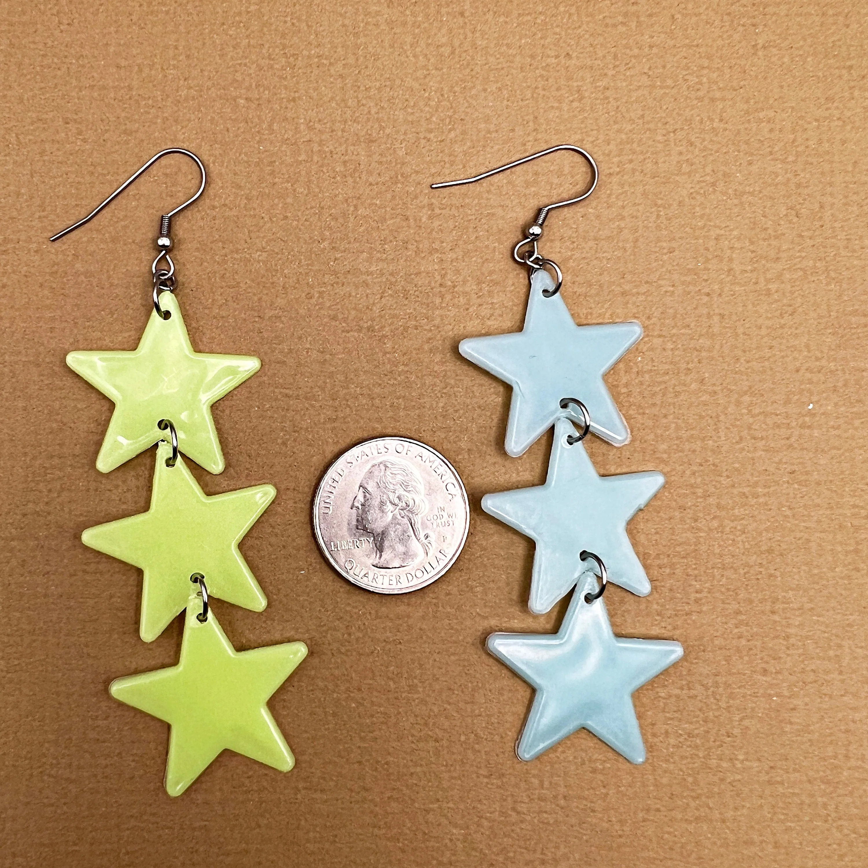 Glow in the Dark Stars, 90s Kid Retro Stainless Steel  Earrings, Hypoallergenic Gift