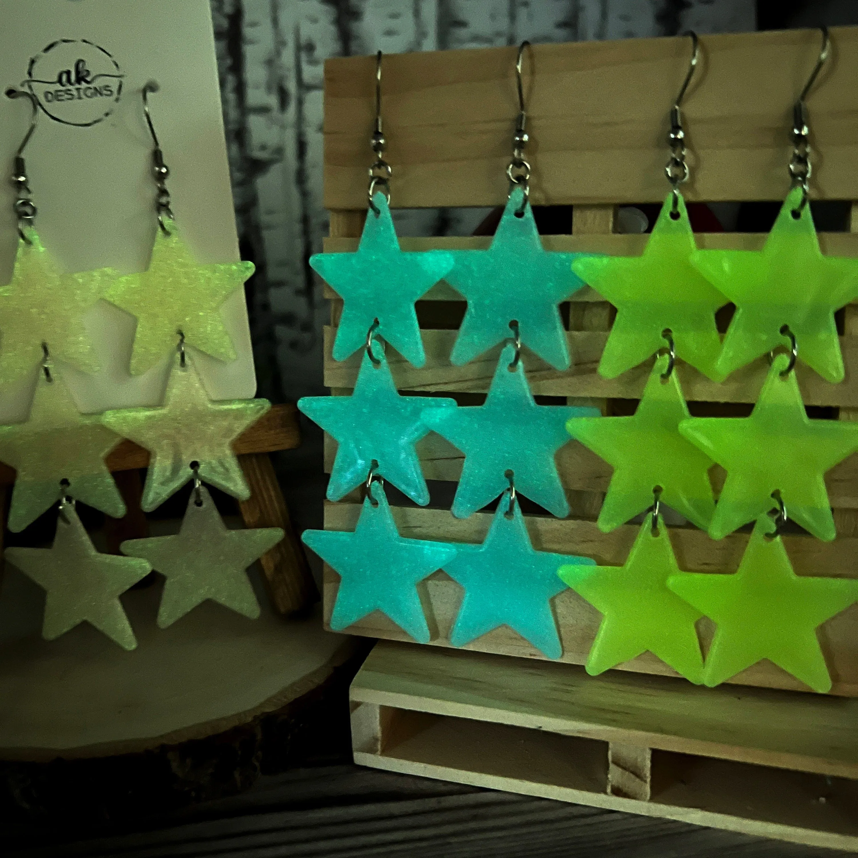 Glow in the Dark Stars, 90s Kid Retro Stainless Steel  Earrings, Hypoallergenic Gift