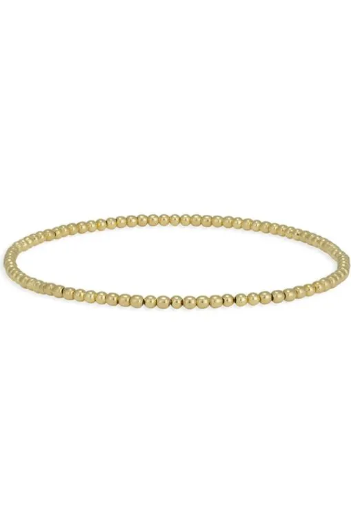 Gold Beaded 2mm Stacking Bracelet