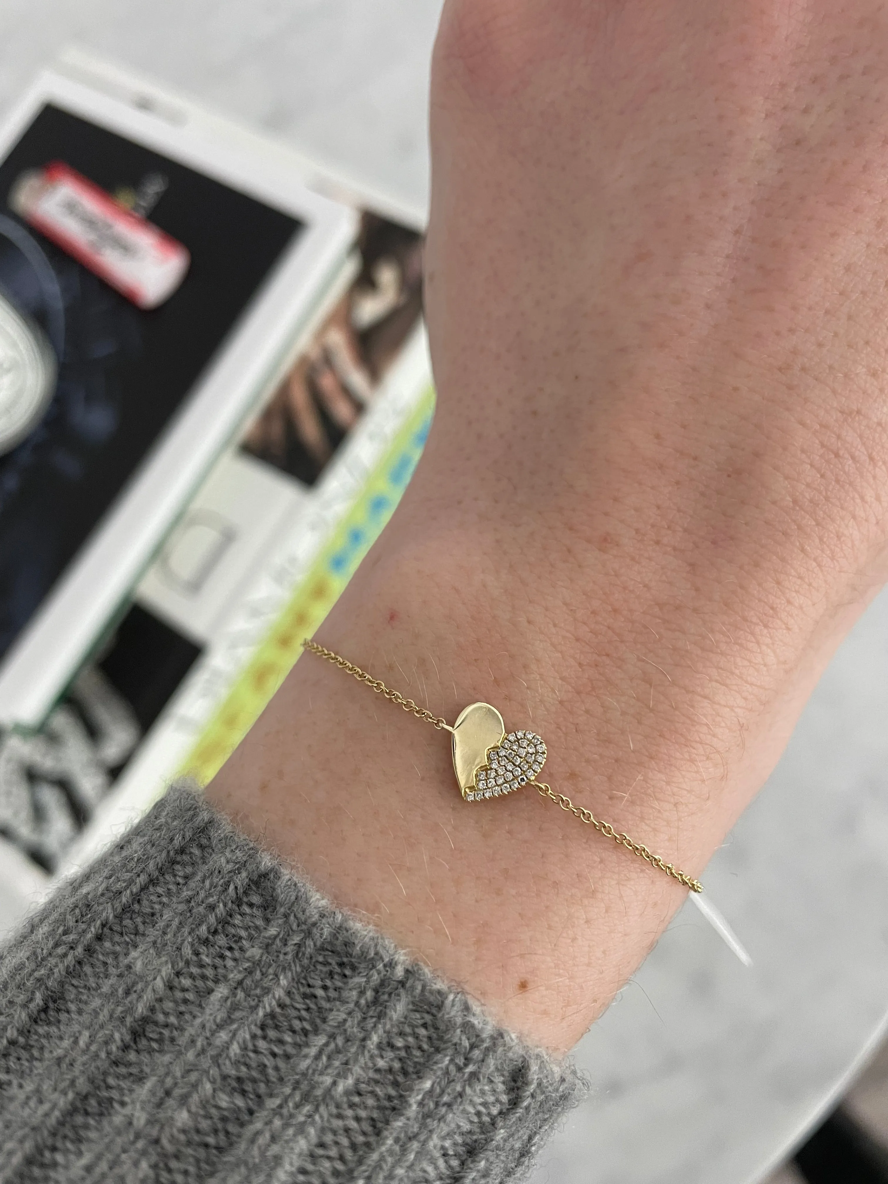 Half Pavé Heart Bracelet