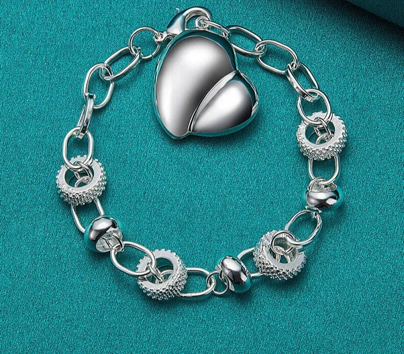 Heart Love Silver Chain Bracelet