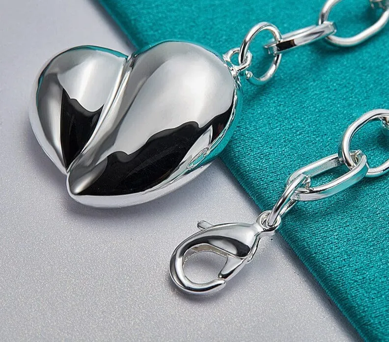 Heart Love Silver Chain Bracelet