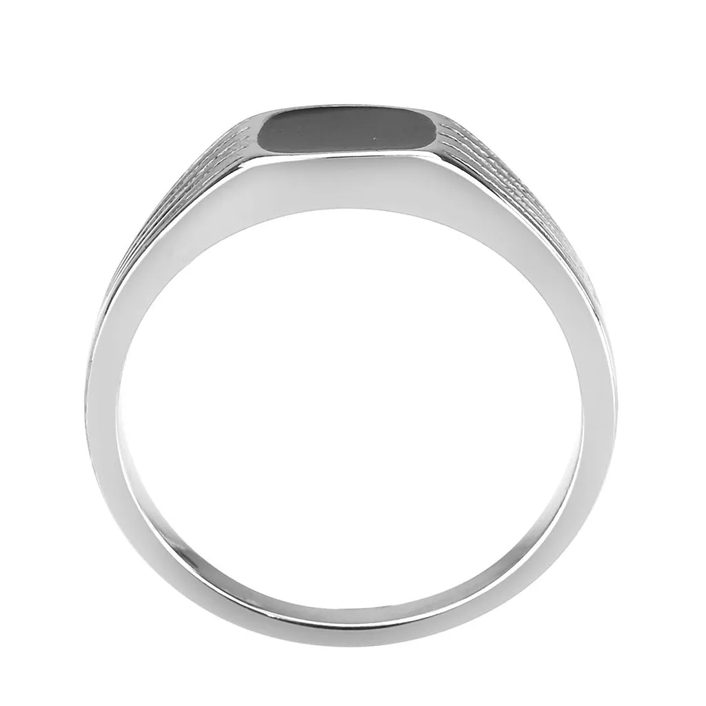 High polished (no plating) Stainless Steel Ring with Epoxy in Jet for Women Style TK3772