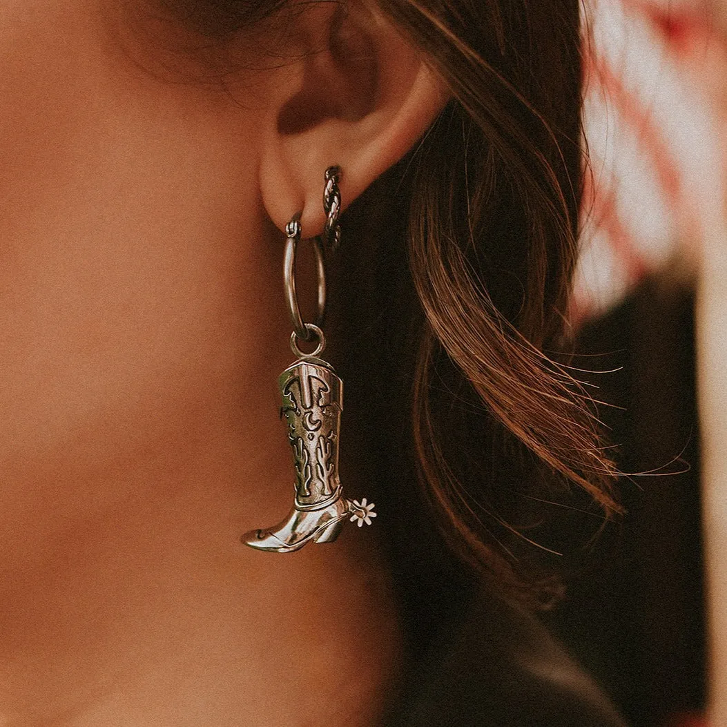 Hoedown Cowboy Boot Hoop Earrings