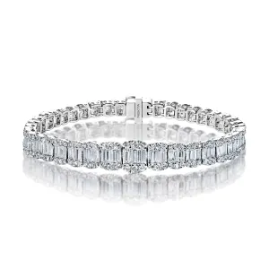 Hudson 9 Carat Combine Mix Shape Single Row Diamond Tennis Bracelet in 14k White Gold For Men