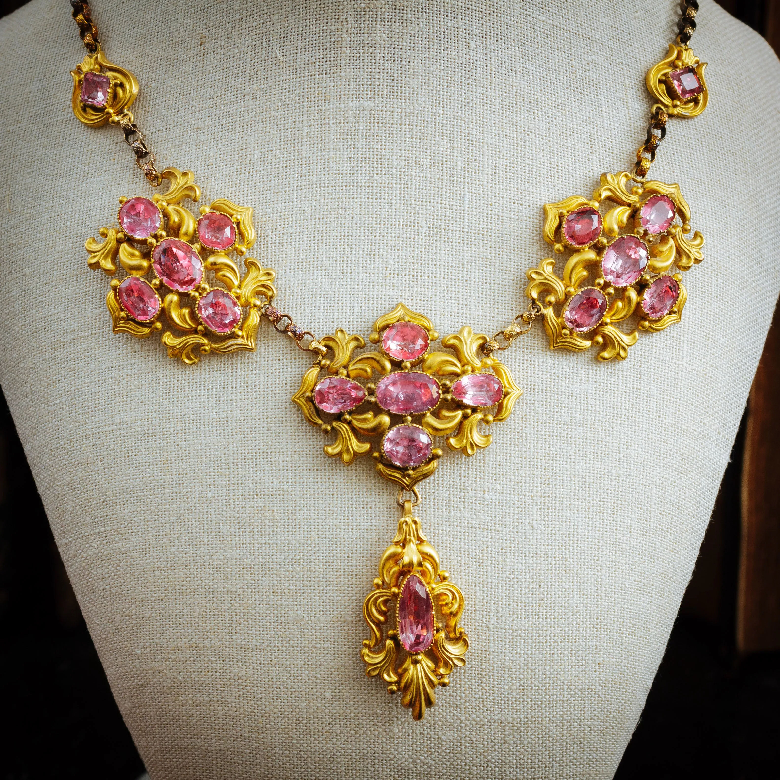 Intoxicating Antique Georgian Foiled Pink Topaz Demi-Parure