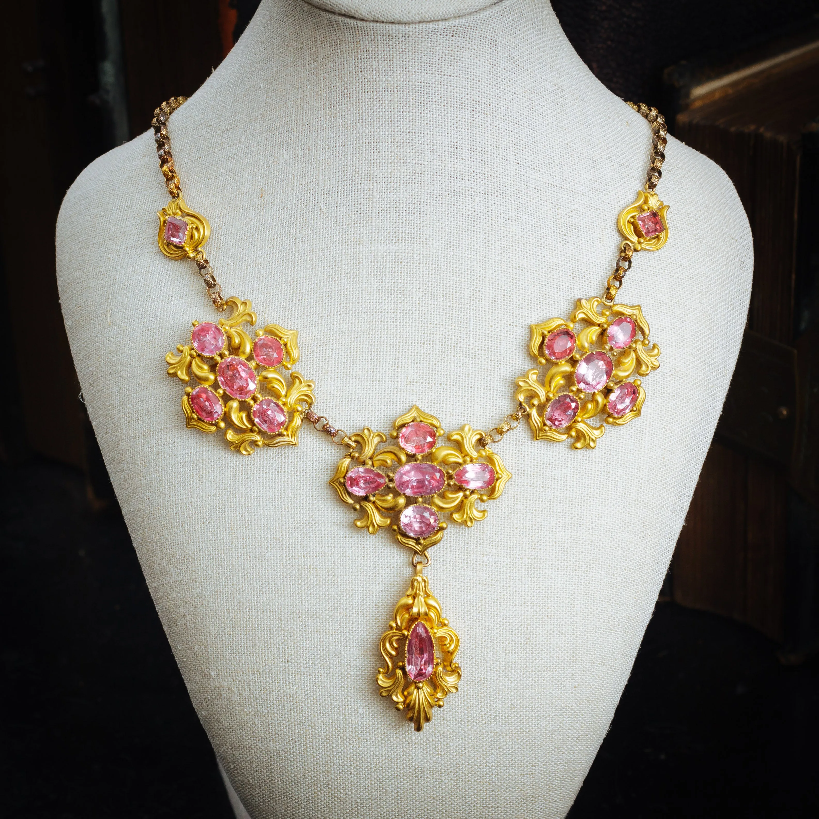 Intoxicating Antique Georgian Foiled Pink Topaz Demi-Parure