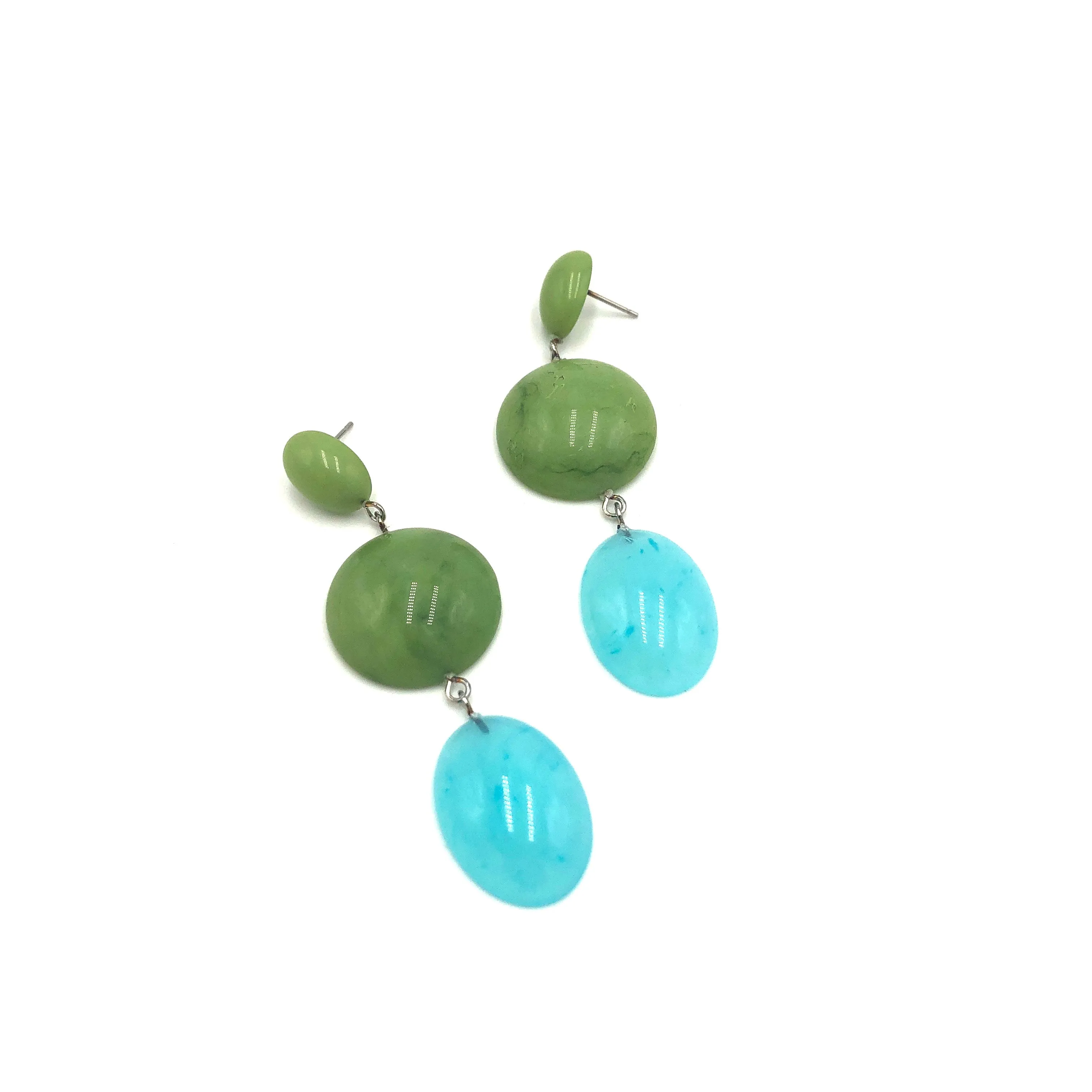 Jadeite & Aqua Retro Statement Earrings