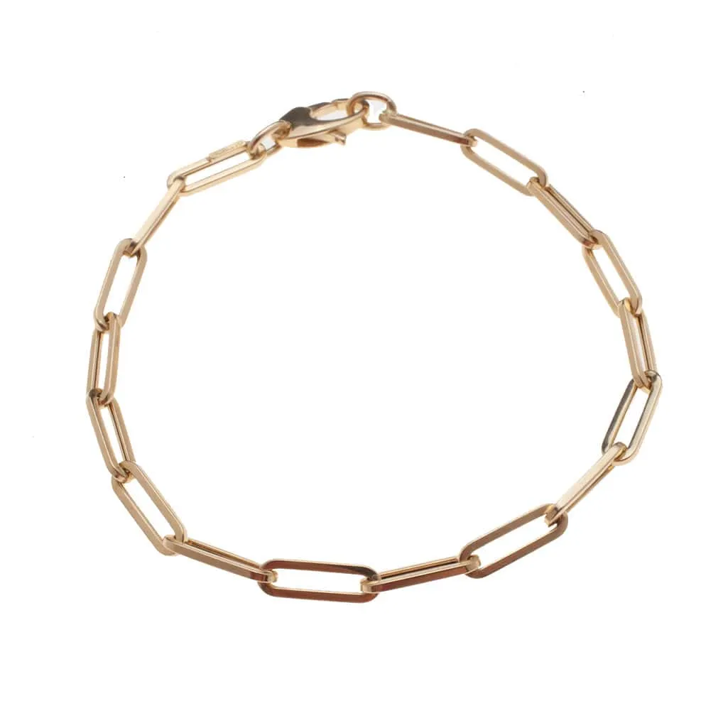 Large 14K Gold Paper Clip Link Bracelet