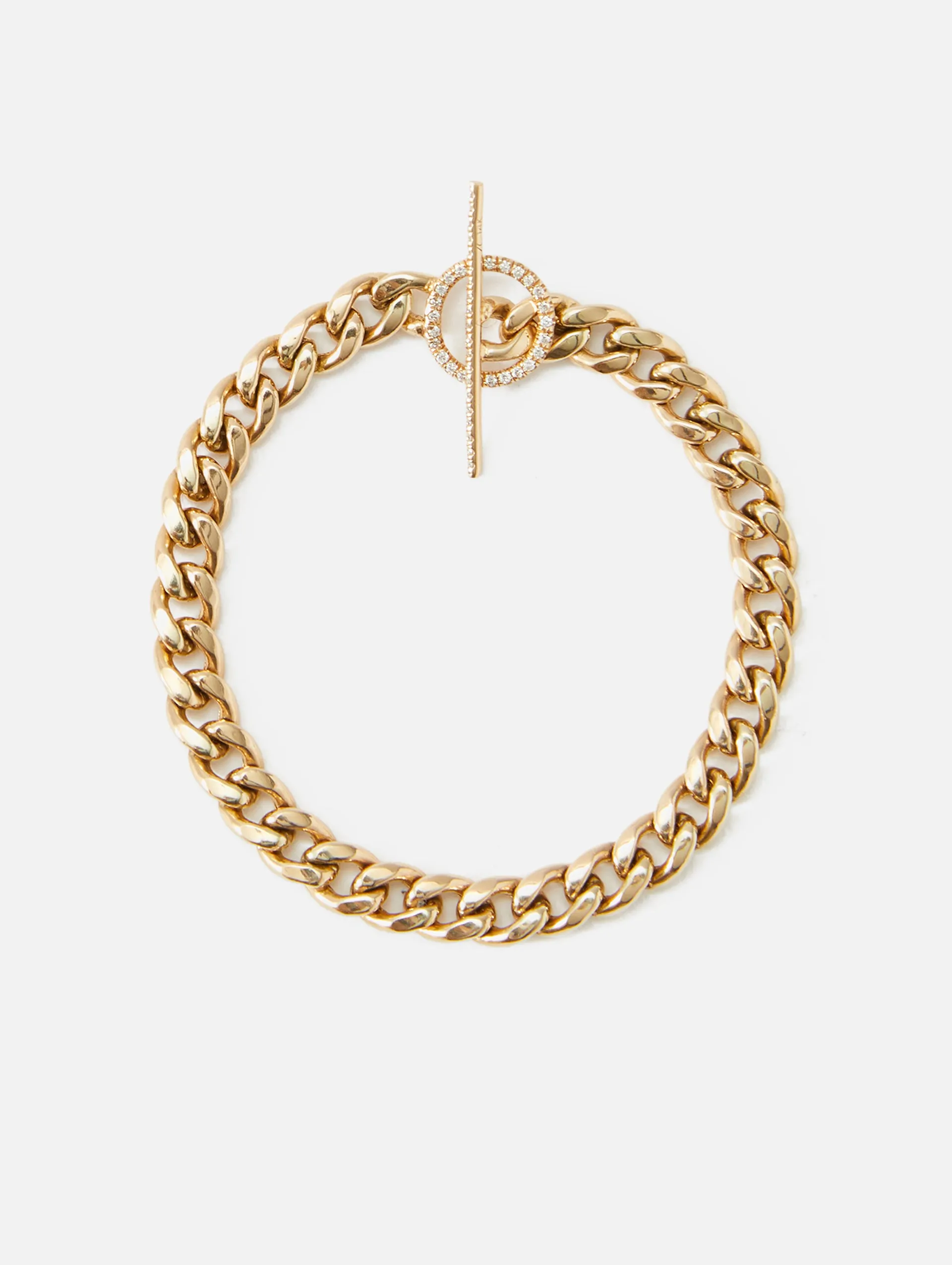 Large Curb Chain Pave Diamond Toggle Bracelet