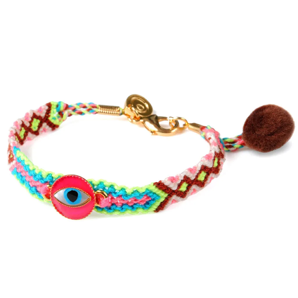 Limited Edition Neon Enamel Evil Eye Token Friendship Bracelet