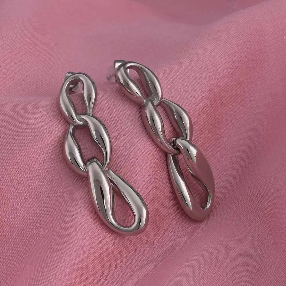 Linked Silver Chain Drop Earrings