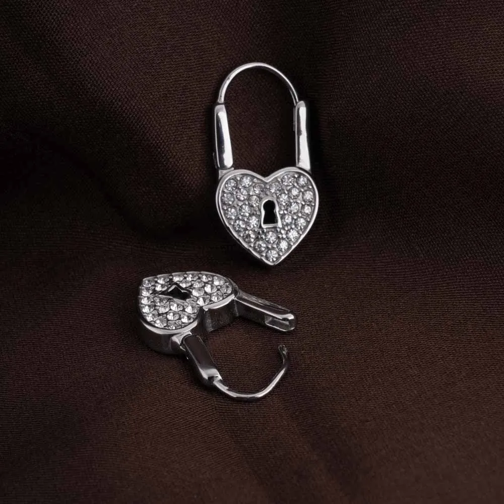 Love Lock Silver Hoop Earrings