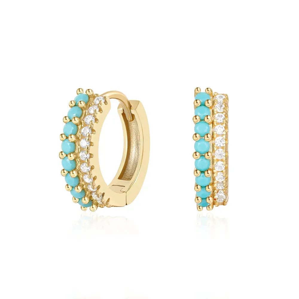 Luxe Double Line Gmestone Hoop Earrings