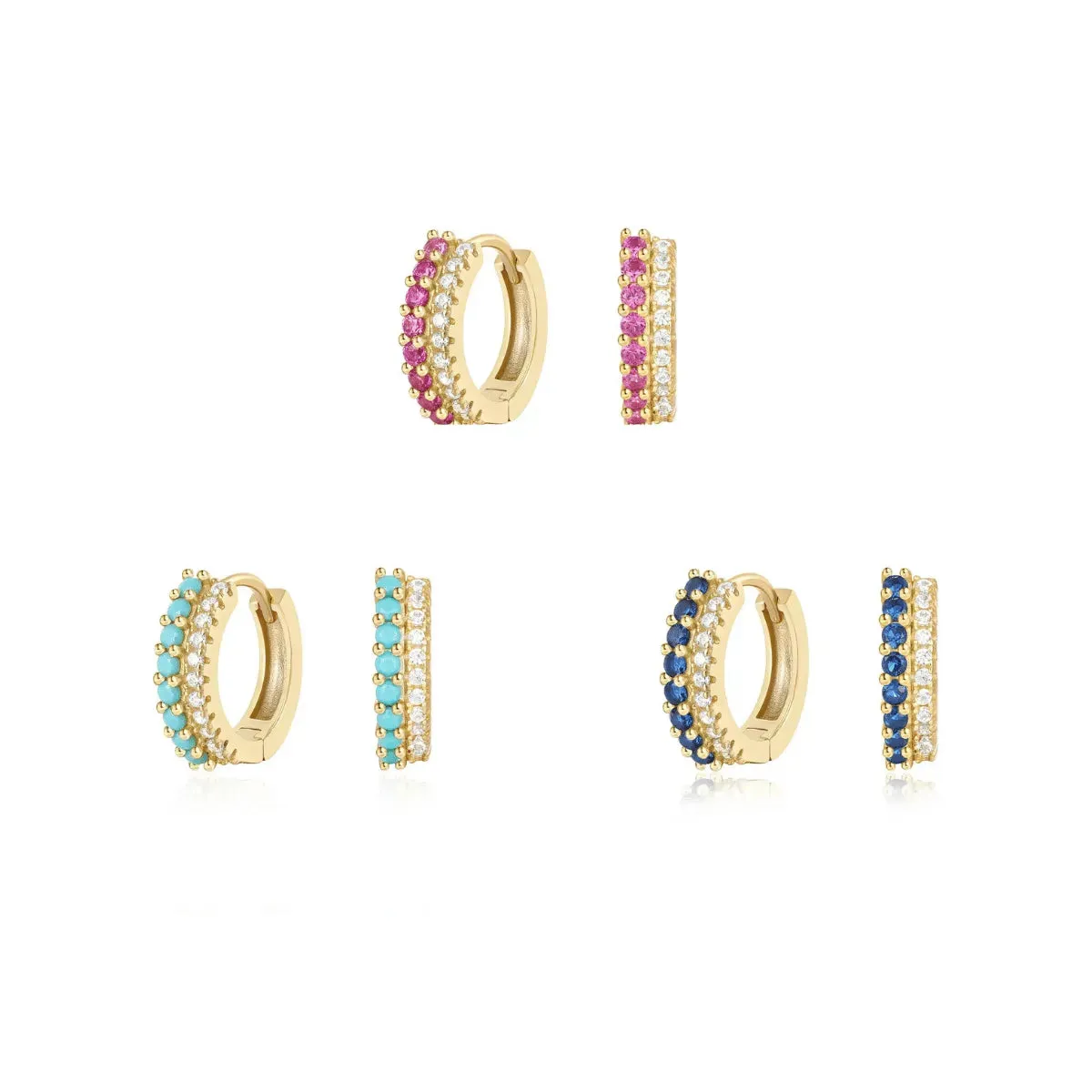 Luxe Double Line Gmestone Hoop Earrings