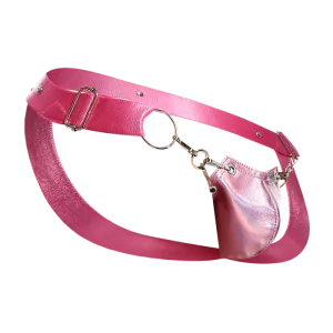 Male Basics Dngeon Snap Ring Mounted Penis Cup Jockstrap Pink Mirror One Size