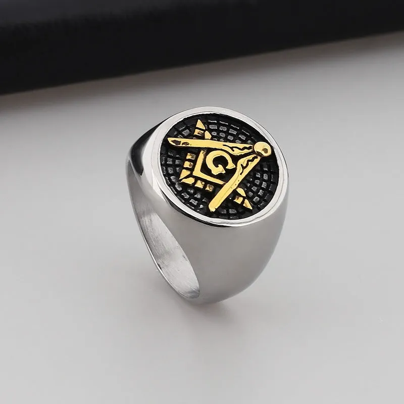 Masonic Skull Stainless Steel Rings for Men - European & American Punk Style