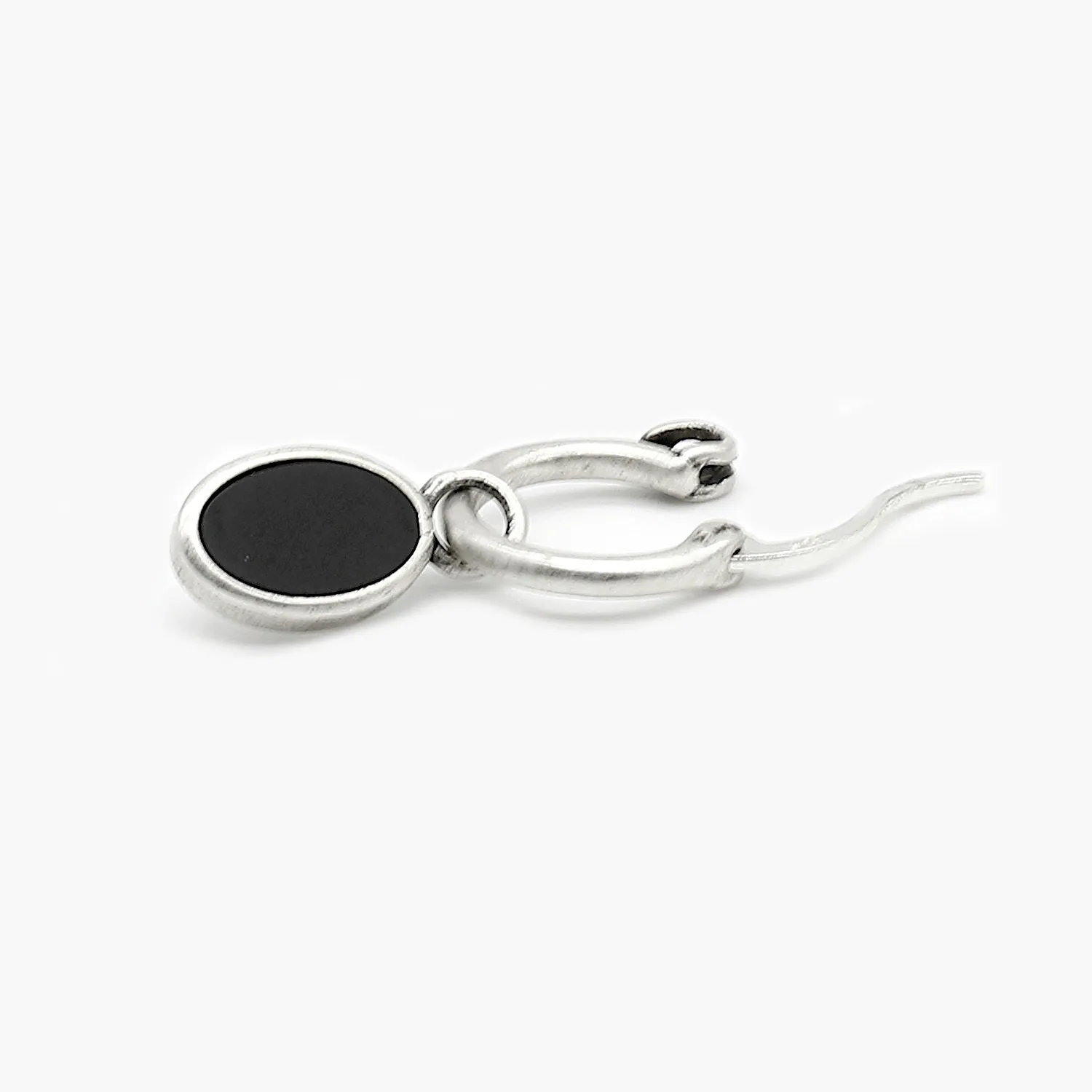 Matt Onyx Charm Sterling Silver Earring