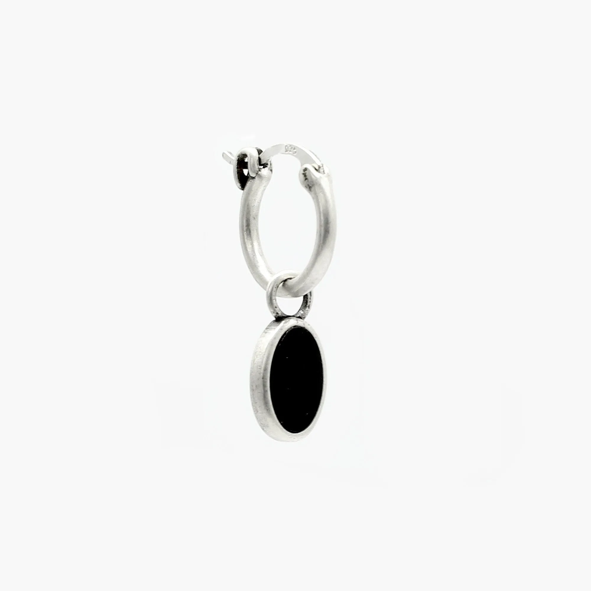 Matt Onyx Charm Sterling Silver Earring