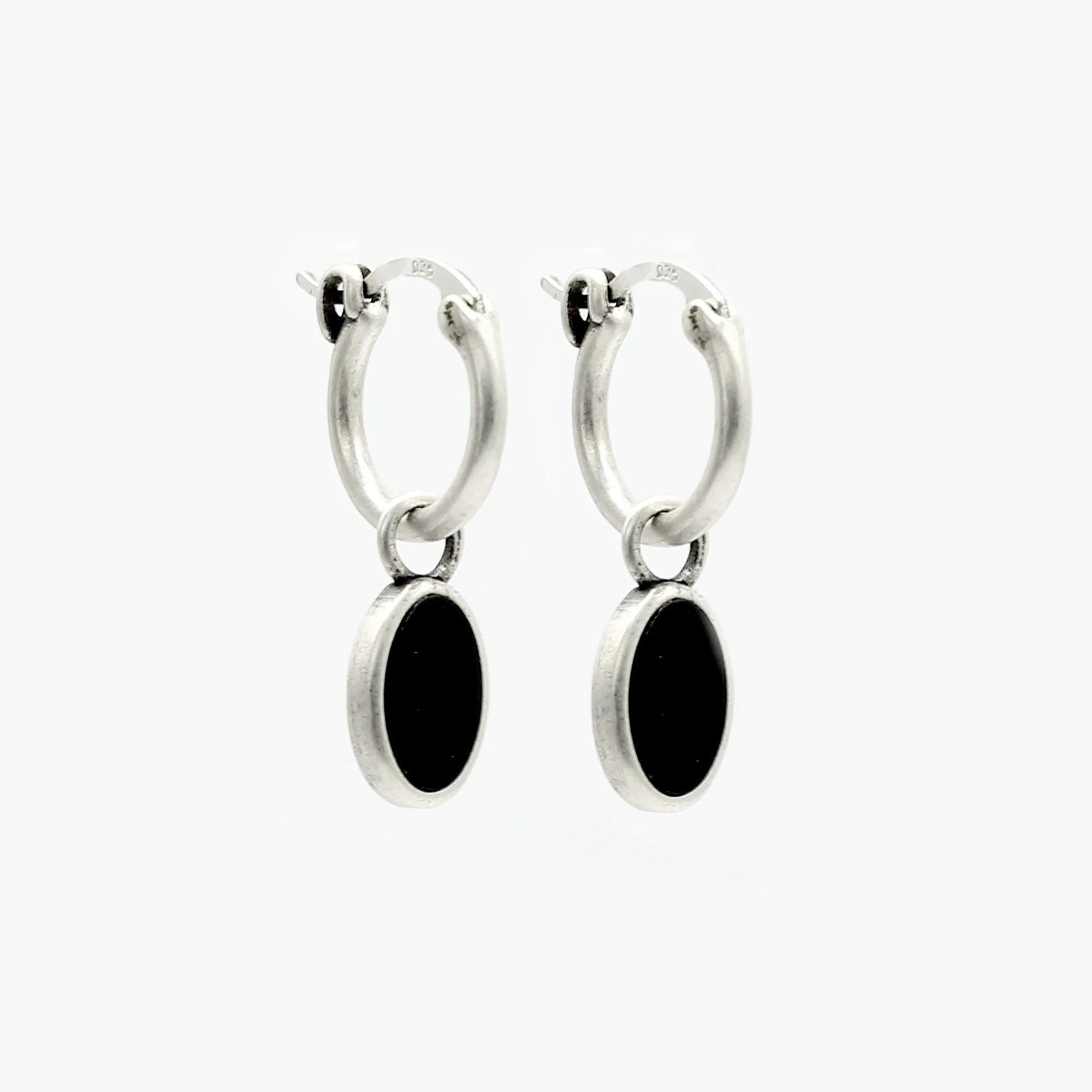 Matt Onyx Charm Sterling Silver Earring