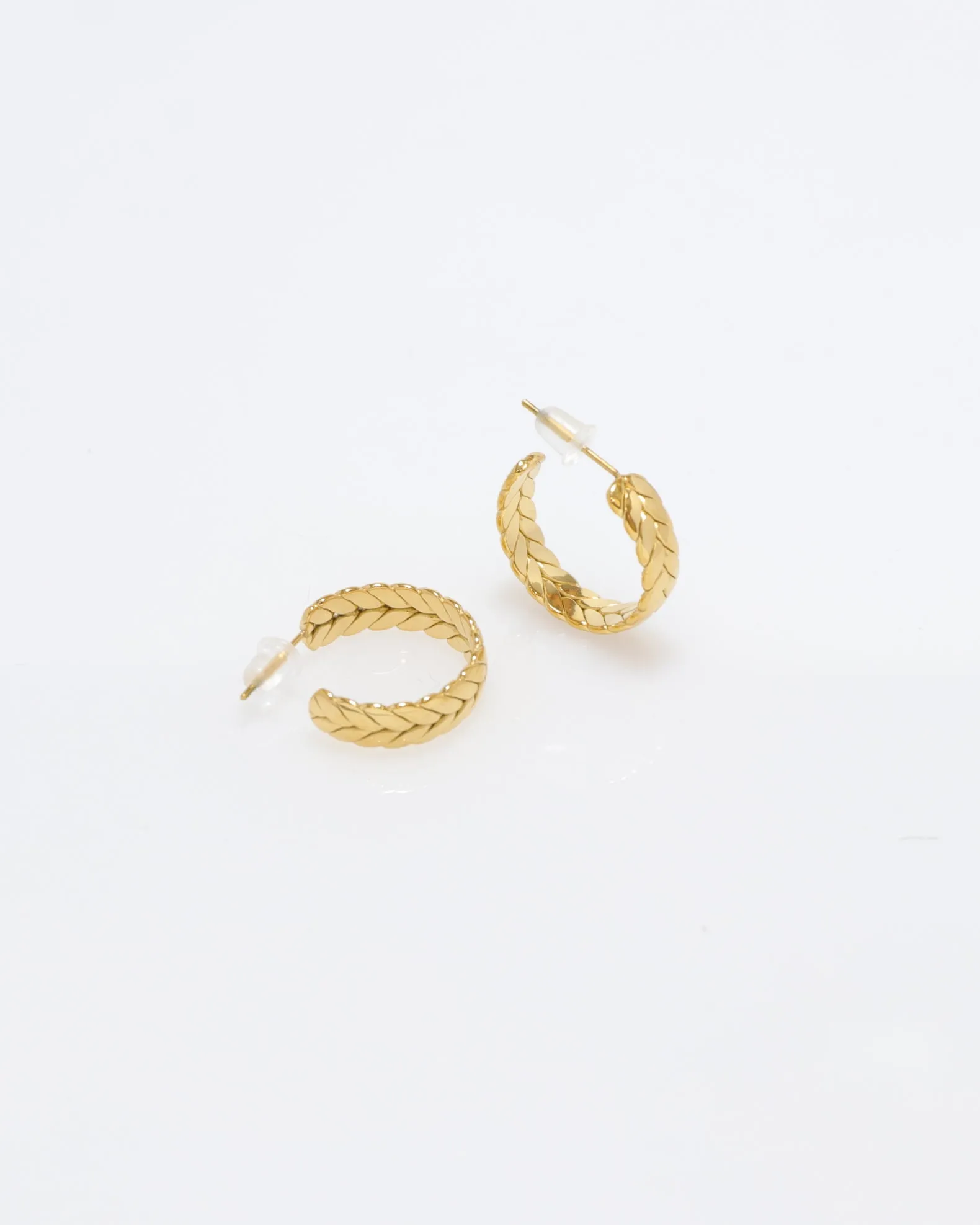 Maya Gold Weaved Half Hoop Earrings