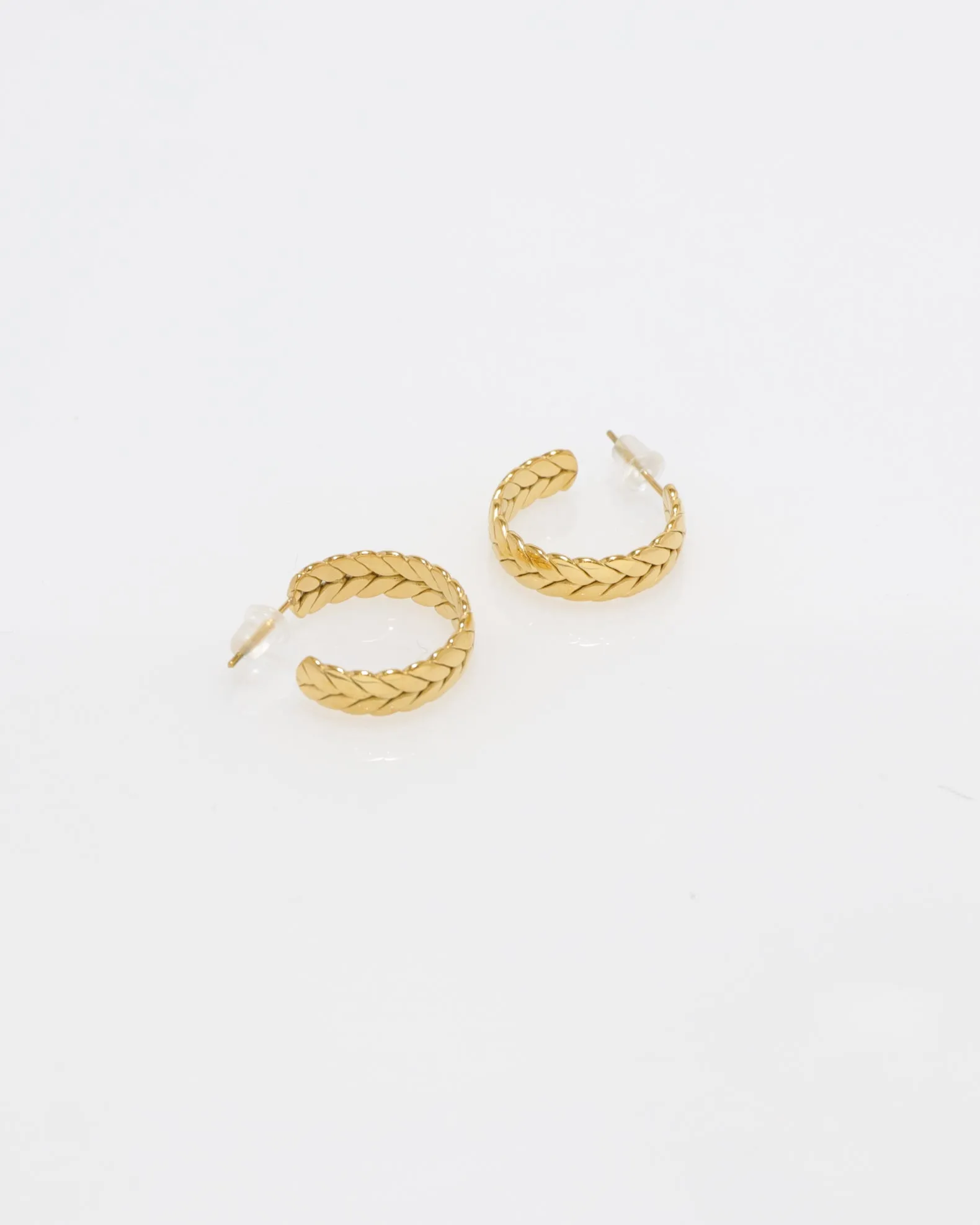 Maya Gold Weaved Half Hoop Earrings